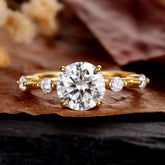 NOOR Round Cut Engagement Ring Unique Distance Band Promise Ring